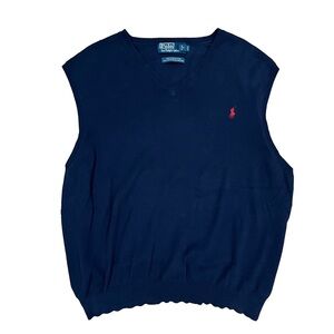 Polo by Ralph Lauren V-Neck Blue and Red Sweater